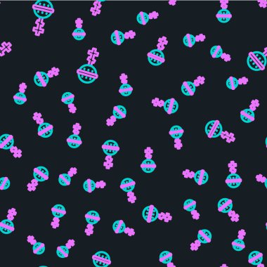 Hristiyan çizgi çizgisi simgesi siyah arka planda izole edilmiş kusursuz desen. Kilise haçı. Vektör