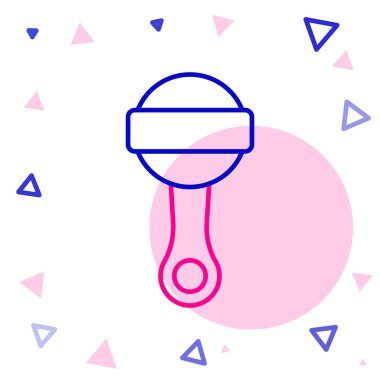 Çizgi Çıngıraklı Bebek oyuncağı simgesi beyaz arkaplanda izole edildi. Fasulye torbası işareti. Renkli taslak konsepti. Vektör