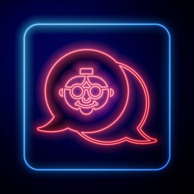 Siyah arka planda parlayan neon büyükanne ikonu. Vektör