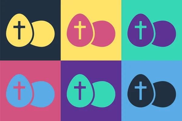 Pop art icono de huevo de Pascua aislado en el fondo de color. Feliz Pascua. Vector — Archivo Imágenes Vectoriales