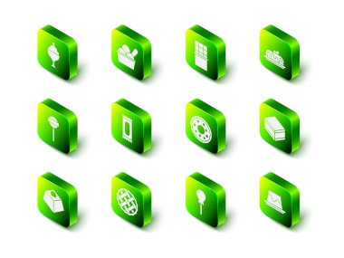 Dondurmayı kaseye koy, çikolatalı kek, çikolatalı kek, çikolatalı kek, puding kreması, Donut, lolipop ve ev yapımı turta ikonu. Vektör