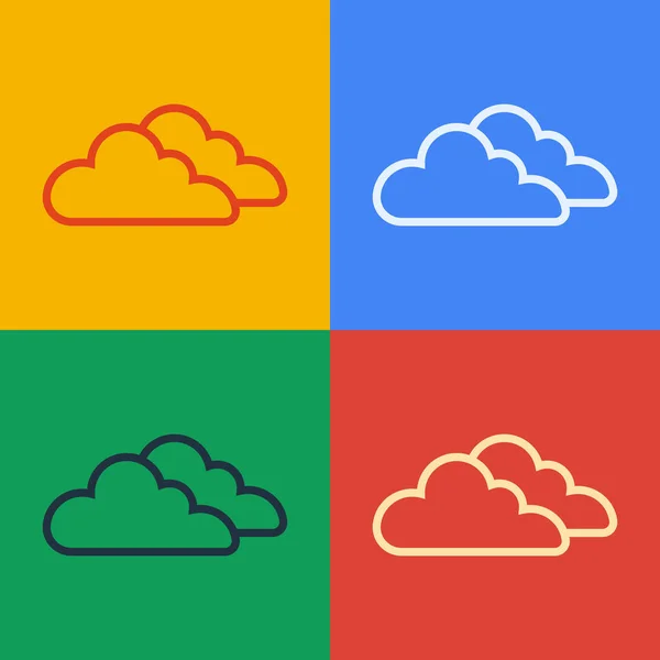 Pop art line Icono de nube aislado sobre fondo de color. Vector — Archivo Imágenes Vectoriales