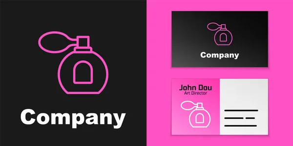 Pink line Perfume icon isolated on black background. Logo design template element. Vector — Stock Vector