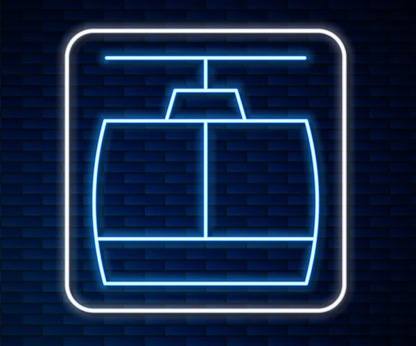 Glödande neon linje Kabel bil ikon isolerad på tegel vägg bakgrund. Enkelsidigt tecken. Vektor — Stock vektor