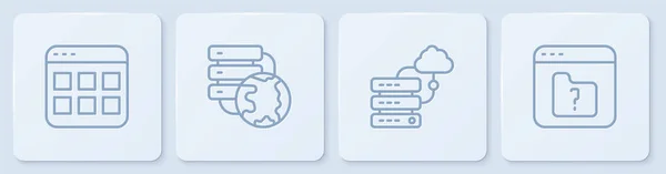 Définir les fichiers du navigateur en ligne, Connexion au cloud réseau et Fichier manquant. Bouton carré blanc. Vecteur — Image vectorielle