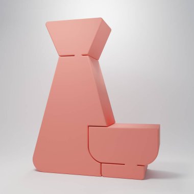 Pembe geleneksel Çin çay töreni ikonu pembe arka planda izole edilmiş. Fincanlı çaydanlık. Minimalizm kavramı. 3 Boyutlu resimleme.