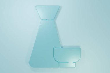 Geleneksel Çin çay töreni ikonu mavi arka planda izole edilmiş. Fincanlı çaydanlık. Minimalizm kavramı. 3 Boyutlu resimleme.