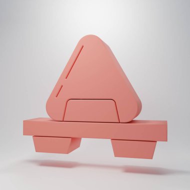 Pembe arka planda izole edilmiş kesme tahtası simgesinde pembe suşi. Tahtada Asya yemeği suşisi. Minimalizm kavramı. 3 Boyutlu resimleme.