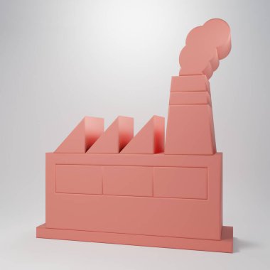 Pink Oil and gas industrial factory building icon isolated on pink background. Minimalism concept. 3D render illustration.