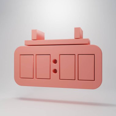 Pink Sport hockey mechanical scoreboard and result display icon isolated on pink background. Minimalism concept. 3D render illustration.