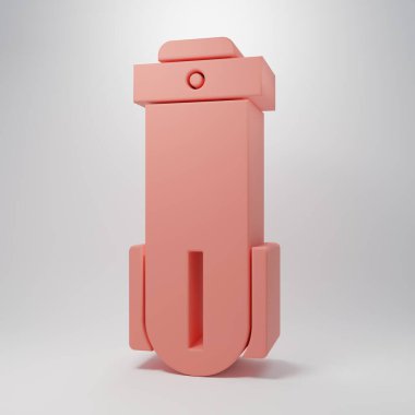 Pembe Su filtresi simgesi pembe arkaplanda izole edilmiş. Su filtreleme sistemi. Ters osmoz sistemi. Minimalizm kavramı. 3 Boyutlu resimleme.