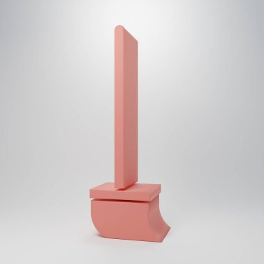 Pembe Paspas simgesi pembe arkaplanda izole edildi. Temizlik hizmeti konsepti. Minimalizm kavramı. 3 Boyutlu resimleme.