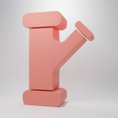 Pembe Endüstri metalik boru ikonu pembe arka planda izole edilmiş. Tesisat boru hattının farklı şekillerde parçaları. Minimalizm kavramı. 3 Boyutlu resimleme.