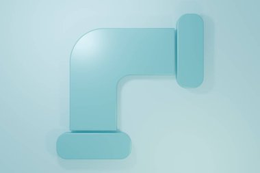 Mavi Sanayi metalik boru ikonu mavi arka planda izole edildi. Tesisat boru hattının farklı şekillerde parçaları. Minimalizm kavramı. 3 Boyutlu resimleme.