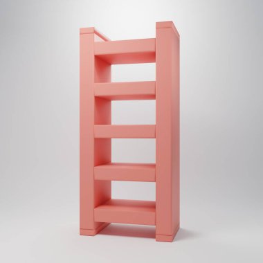 Pembe Yangın merdiven ikonu pembe arka planda izole edildi. Pompier merdiveni. İtfaiyeciler merdiveni sırıkla tırmanır. Minimalizm kavramı. 3 Boyutlu resimleme.