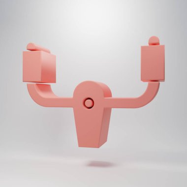 Pembe Uçak direksiyon ikonu pembe arka planda izole edilmiş. Uçak kontrol tekerleği. Minimalizm kavramı. 3 Boyutlu resimleme.