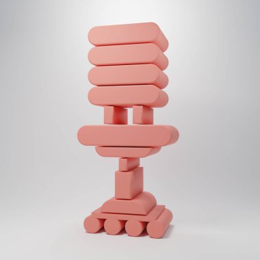 Pink Office chair icon isolated on pink background. Minimalism concept. 3D render illustration.
