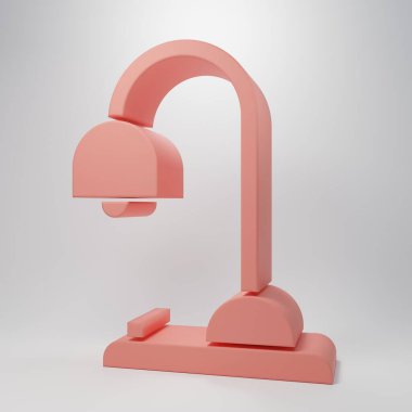 Pembe masa lambası ikonu pembe arkaplanda izole edilmiş. Minimalizm kavramı. 3 Boyutlu resimleme.