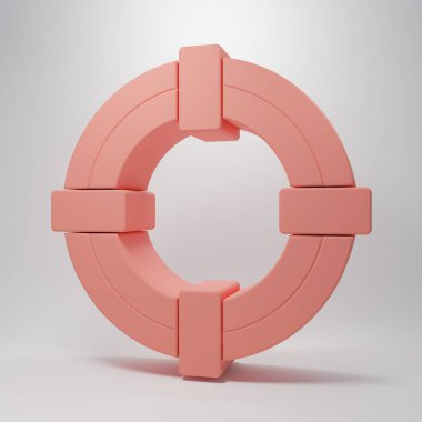 Pink Lifebuoy icon isolated on pink background. Life saving floating lifebuoy for beach, rescue belt for saving people. Minimalism concept. 3D render illustration.