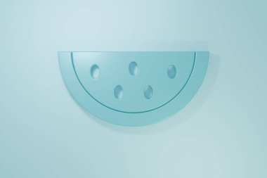 Mavi karpuz simgesi mavi arkaplanda izole edildi. Minimalizm kavramı. 3 Boyutlu resimleme.