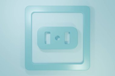 Mavi Elektrik çıkış simgesi mavi arkaplanda izole edildi. Elektrik prizi. Rosette sembolü. Minimalizm kavramı. 3 Boyutlu resimleme.