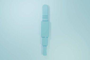 Mavi Ses Jack simgesi mavi arkaplanda izole edildi. Bağlantı ses ekipmanları için ses kablosu. Fiş kablosu. Müzik aleti. Minimalizm kavramı. 3 Boyutlu resimleme.