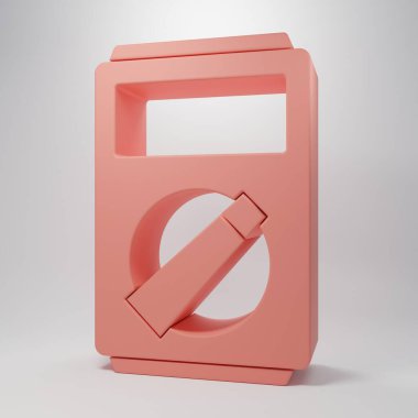 Pembe Ampere ölçer, çoklu metre, voltmetre ikonu pembe arka planda izole edilmiş. Elektrik akımını ölçmek için araçlar. Minimalizm kavramı. 3 Boyutlu resimleme.