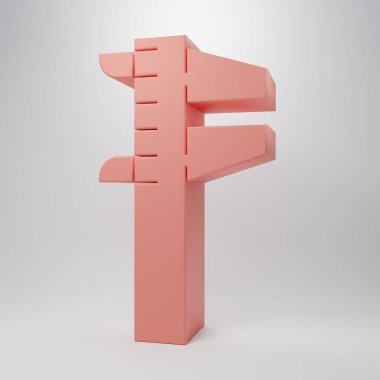 Pembe Calliper veya kalibre ve ölçek ikonu pembe arka planda izole edilmiş. Hassas ölçüm aletleri. Minimalizm kavramı. 3 Boyutlu resimleme.