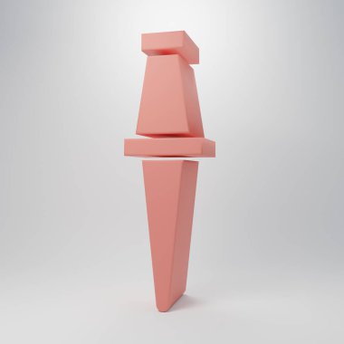 Pembe İtme simgesi pembe arkaplanda izole edilmiş. Raptiye işareti. Minimalizm kavramı. 3 Boyutlu resimleme.
