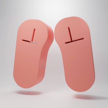 Pink Slipper icon isolated on pink background. Flip flops sign. Minimalism concept. 3D render illustration.