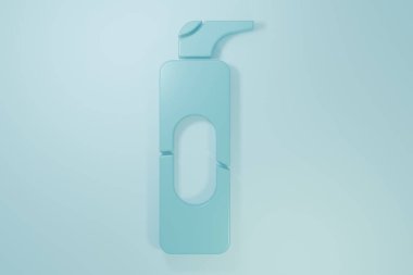 Saç spreyi için mavi sprey kutusu, deodorant, terleme önleyici ikon mavi arka planda izole edilmiş. Minimalizm kavramı. 3 Boyutlu resimleme.
