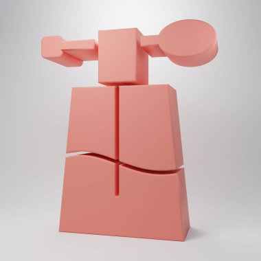 Pembe parfüm ikonu pembe arka planda izole edilmiş. Minimalizm kavramı. 3 Boyutlu resimleme.