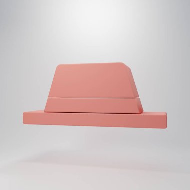 Pembe adam şapkası ve pembe arka planda izole edilmiş kurdele ikonu. Minimalizm kavramı. 3 Boyutlu resimleme.