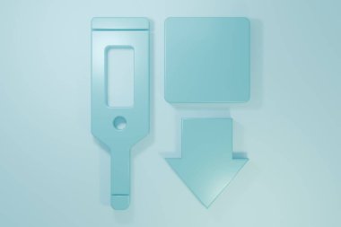 Tıbbi muayene ikonu için mavi tıbbi termometre mavi arka planda izole edildi. Minimalizm kavramı. 3 Boyutlu resimleme.