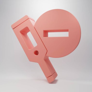Tıbbi muayene ikonu için pembe medikal termometre pembe arka planda izole edilmiş. Minimalizm kavramı. 3 Boyutlu resimleme.