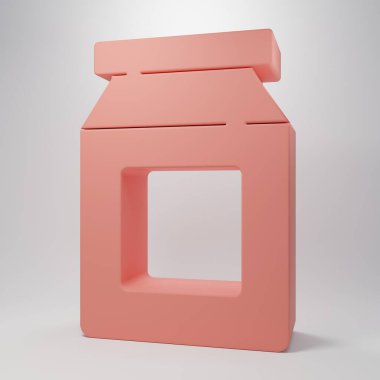 Pink Online sipariş ve fast food dağıtım ikonu pembe arka planda izole edilmiş. Minimalizm kavramı. 3 Boyutlu resimleme.