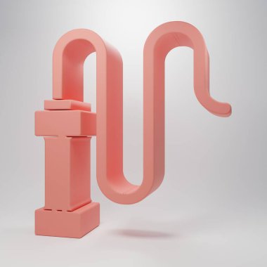 Pink Braided leather whip icon isolated on pink background. Minimalism concept. 3D render illustration.