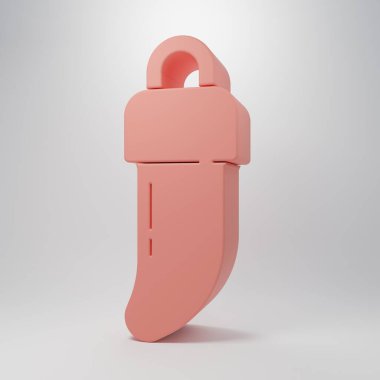 Pink Native american indian tooth icon isolated on pink background. Necklace with tooth. Minimalism concept. 3D render illustration.