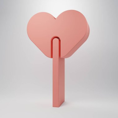 Pembe lolipop ikonu pembe arka planda izole edilmiş. Yemek, lezzetli bir sembol. Minimalizm kavramı. 3 Boyutlu resimleme.