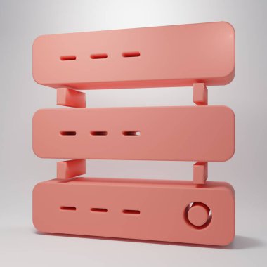 Pink Server, Data, Web Hosting icon isolated on pink background. Minimalism concept. 3D render illustration.