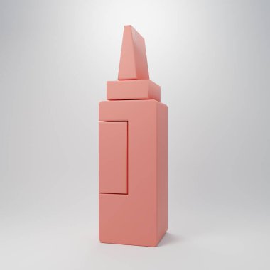 Pembe Krem ya da losyon kozmetik tüp ikonu pembe arka planda izole edilmiş. Kadınlar için vücut bakım ürünleri. Minimalizm kavramı. 3 Boyutlu resimleme.