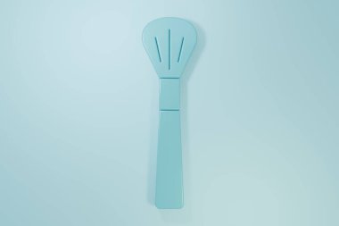 Blue Makeup brush icon isolated on blue background. Minimalism concept. 3D render illustration.