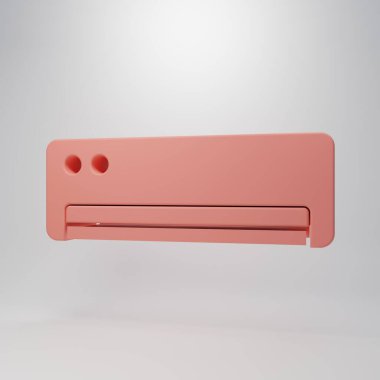 Pembe klima ikonu pembe arka planda izole edilmiş. Sistemin havalandırmasını böl. Soğuk ve soğuk iklim kontrol sistemi. Minimalizm kavramı. 3 Boyutlu resimleme.