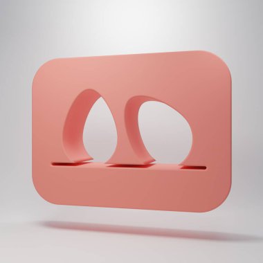 Pink Chicken egg icon isolated on pink background. Minimalism concept. 3D render illustration.
