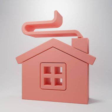 Pink Merry Christmas house icon isolated on pink background. Home symbol. Minimalism concept. 3D render illustration.