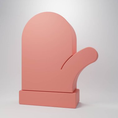 Pink Christmas mitten icon isolated on pink background. Minimalism concept. 3D render illustration.
