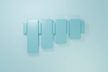 Blue Pan flute icon isolated on blue background. Traditional peruvian musical instrument. Folk instrument from Peru, Bolivia and Mexico. Minimalism concept. 3D render illustration.