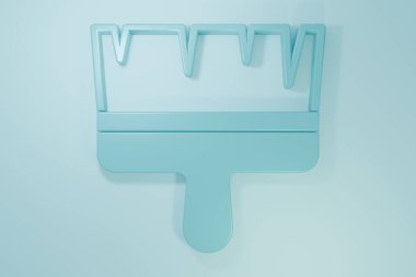 Mavi boya fırçası simgesi mavi arkaplanda izole edildi. Minimalizm kavramı. 3 Boyutlu resimleme.