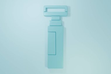 Mavi İşaretli kalem simgesi mavi arkaplanda izole edildi. Minimalizm kavramı. 3 Boyutlu resimleme.