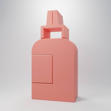 Pink Paint, gouache, jar, dye icon isolated on pink background. Minimalism concept. 3D render illustration.